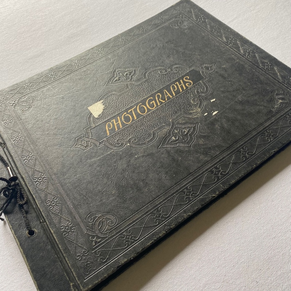 Vintage Photo Album Embossed Cover Black Empty Pages Gothic Grimoire Grief Magic